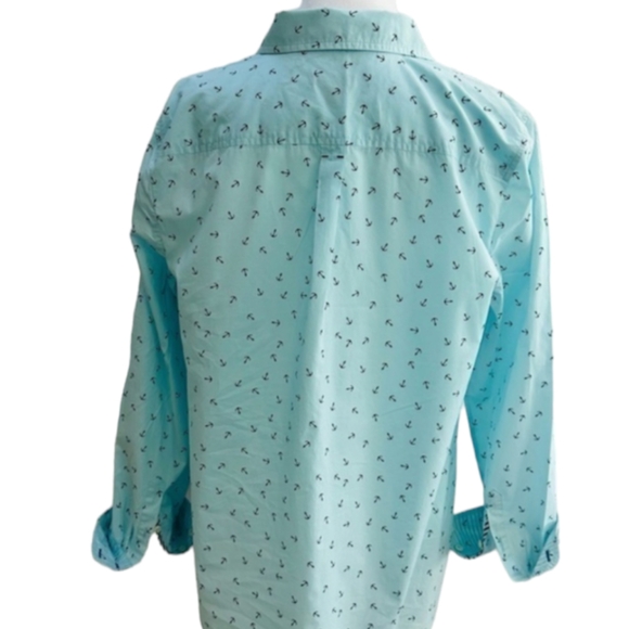 Talbot's Top, Talbots Button Up Shirt, Anchor Novelty Print, Size 3x - Picture 4 of 6